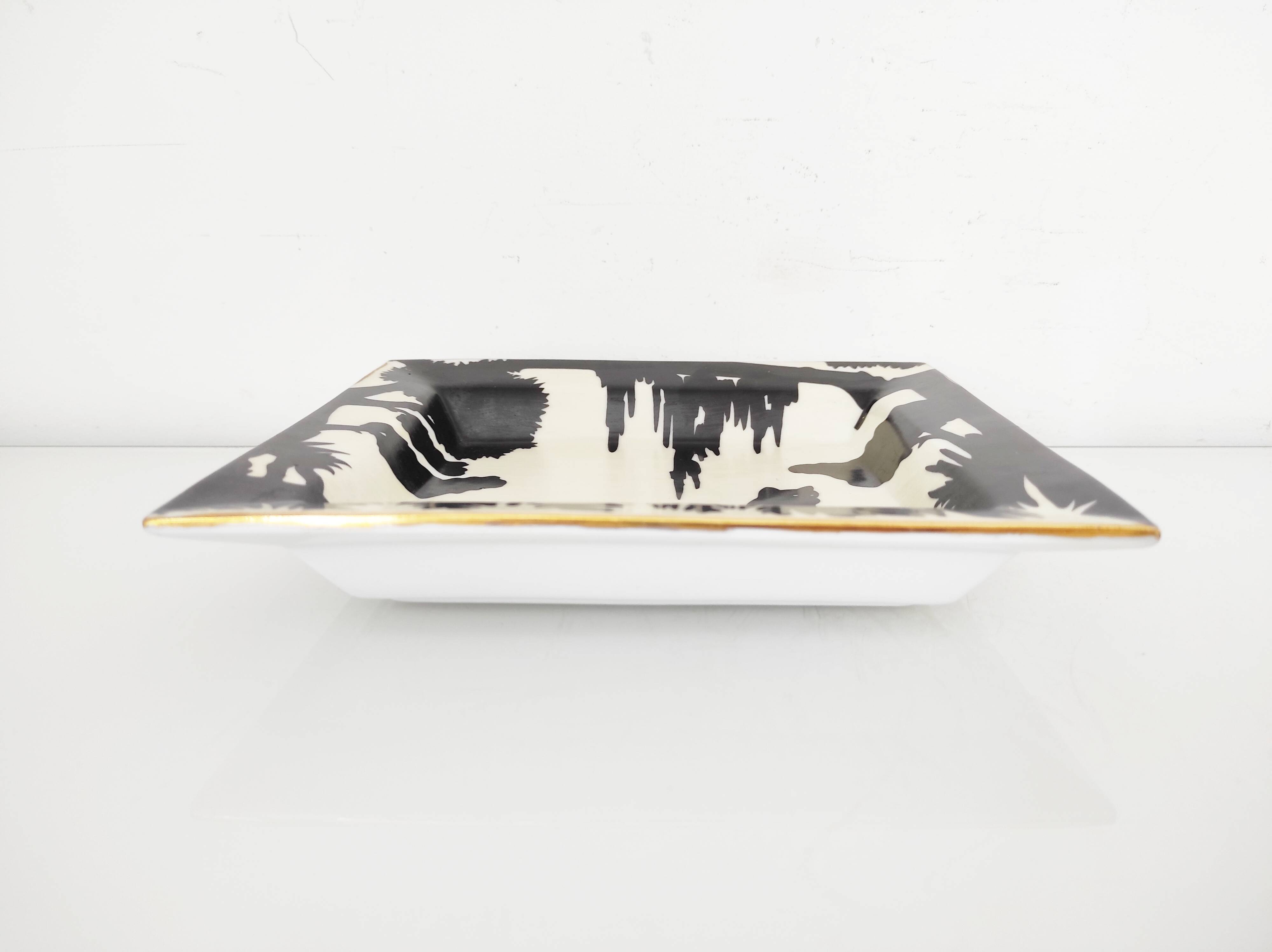 Vide poche en porcelaine décor léopards, Nicolas Blandin
