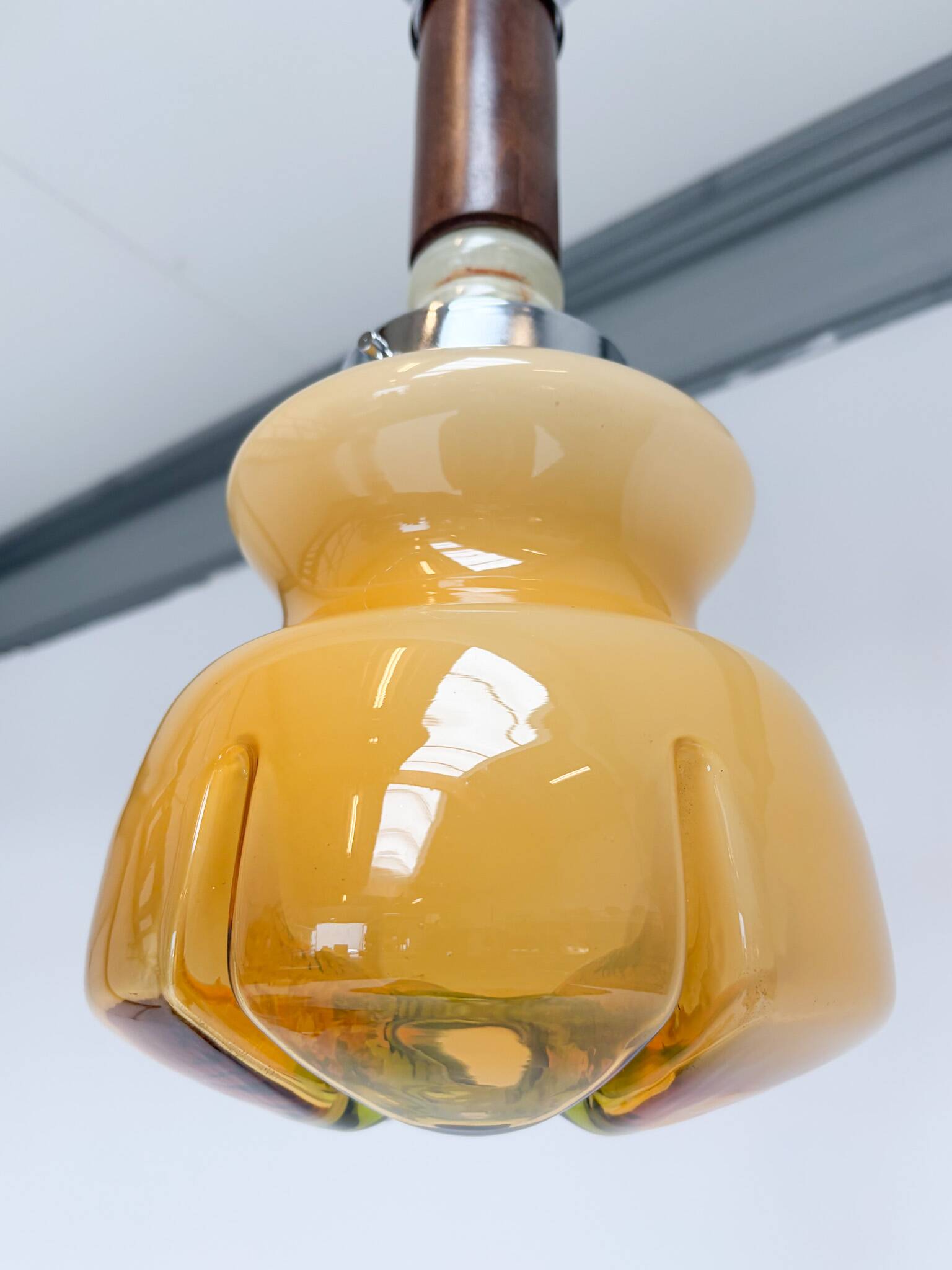 Amber colored Murano glass ceiling lamp from Italy, 1960s