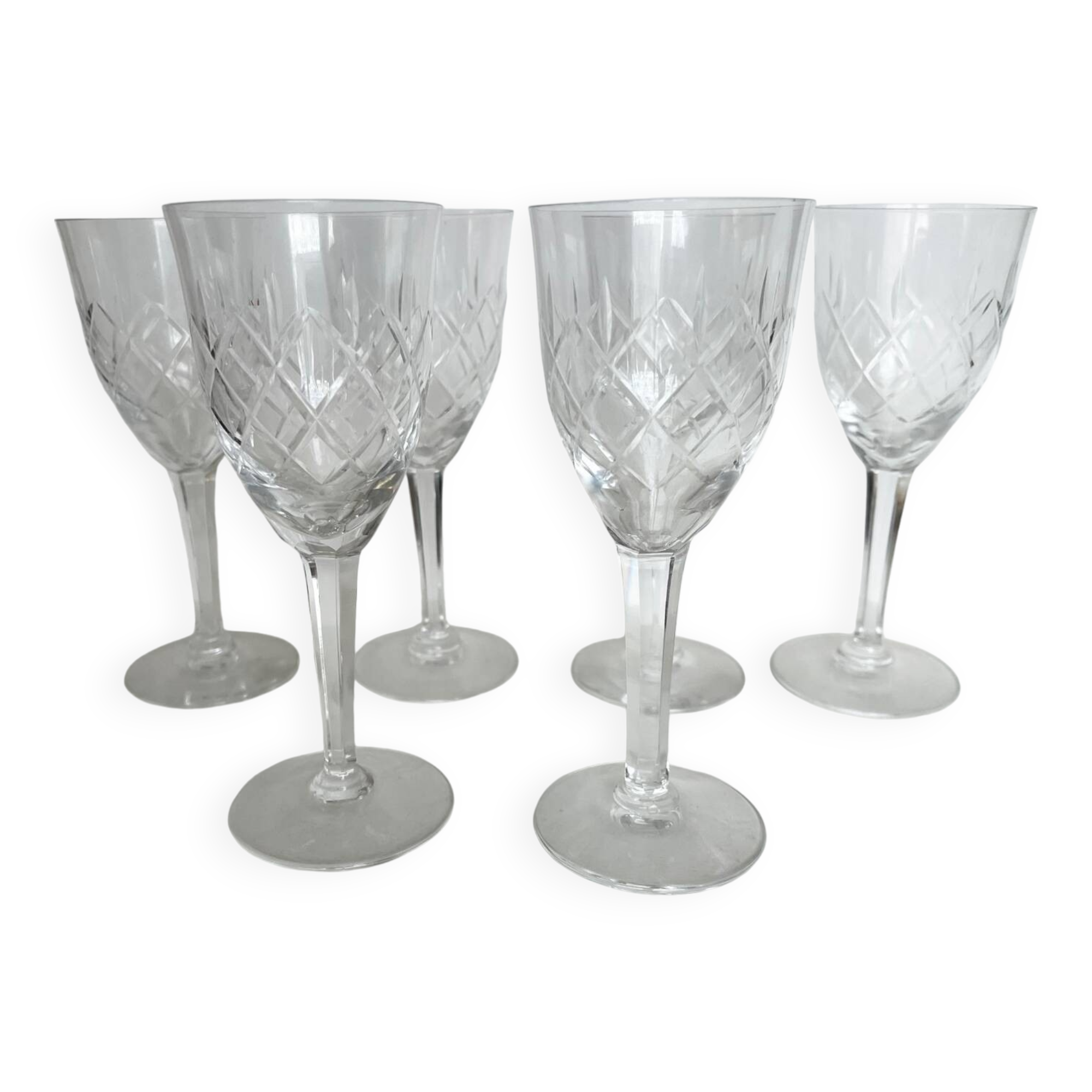 6 crystal wine glasses