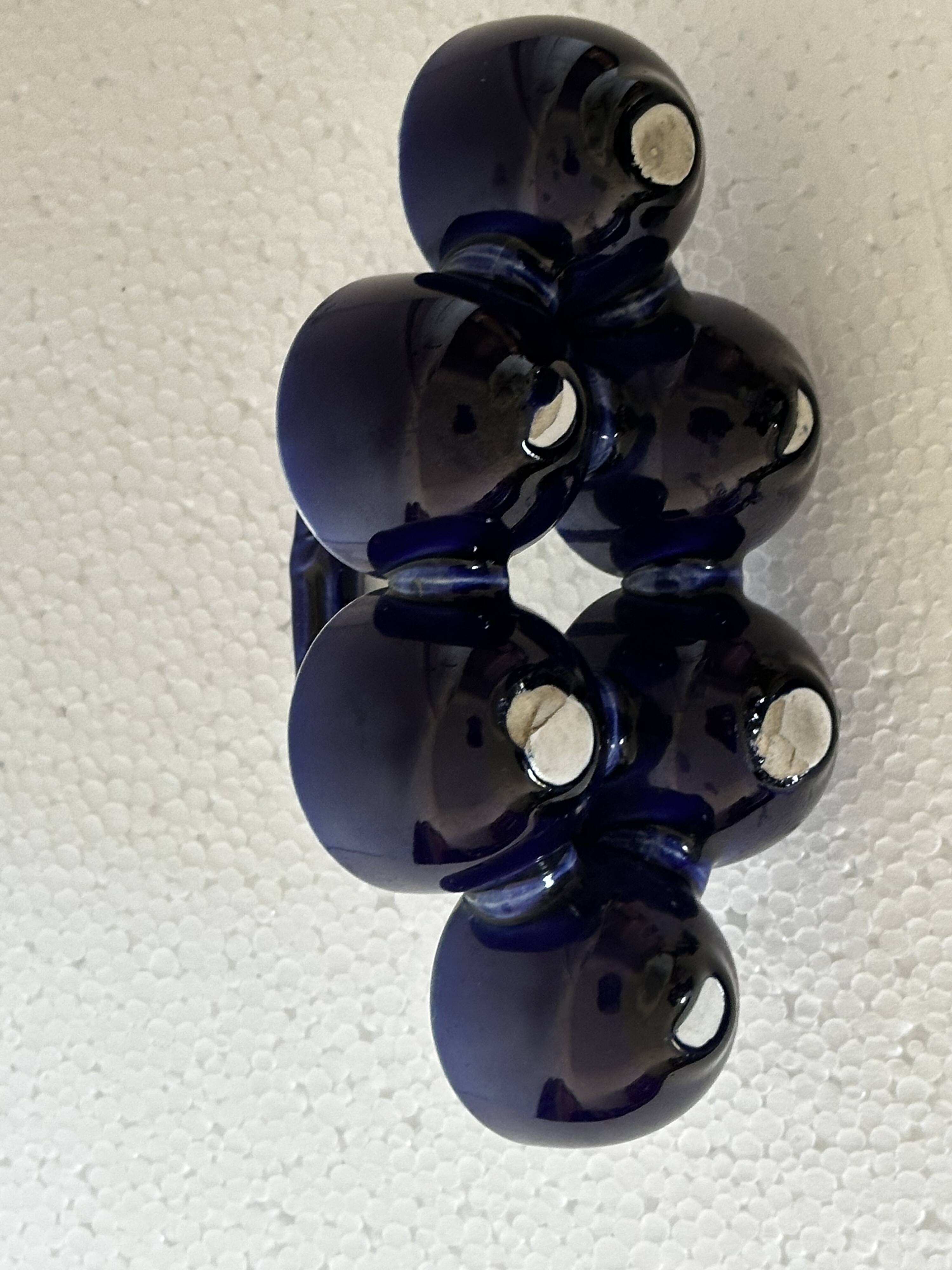 Cobalt Blue Egg Cup Service in earthenware by Georges Dreyfus workshop circa 1900