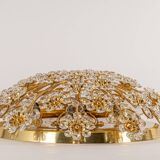 Brass ceiling light with cut glass flowers by Palwa, Germany, 1970s.