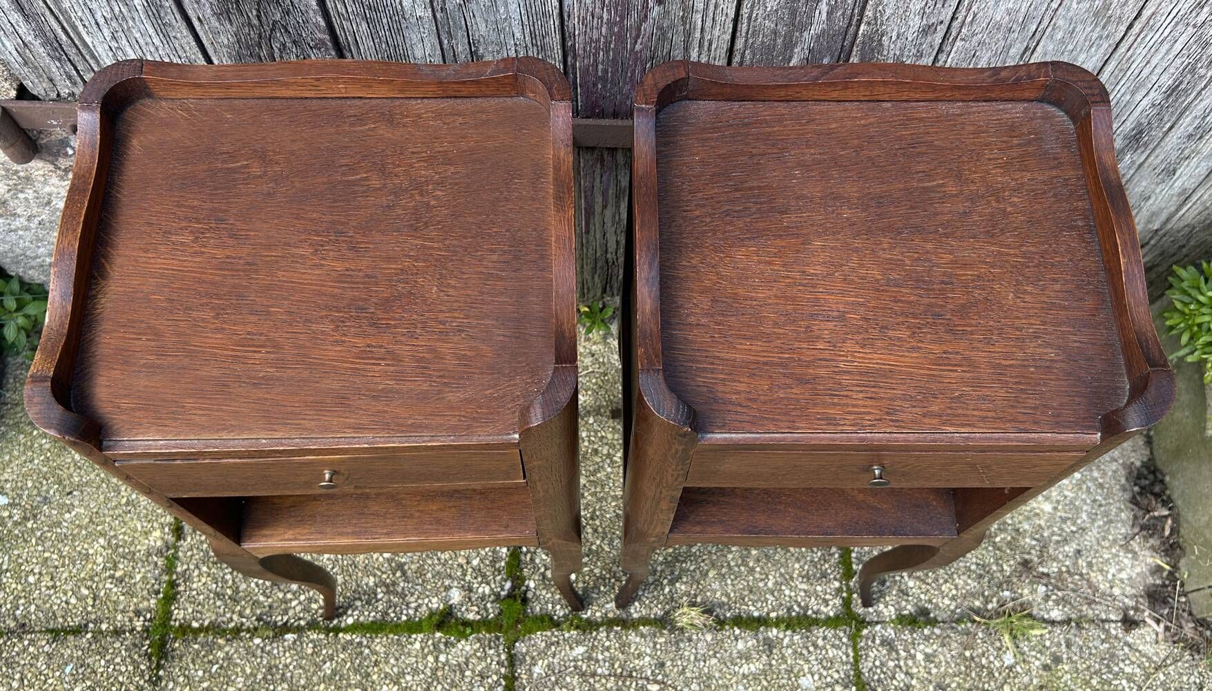 Pair of vintage Louis XV style bedside tables, wood, vintage, 60s