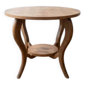 Round walnut marquetry coffee table Art Deco