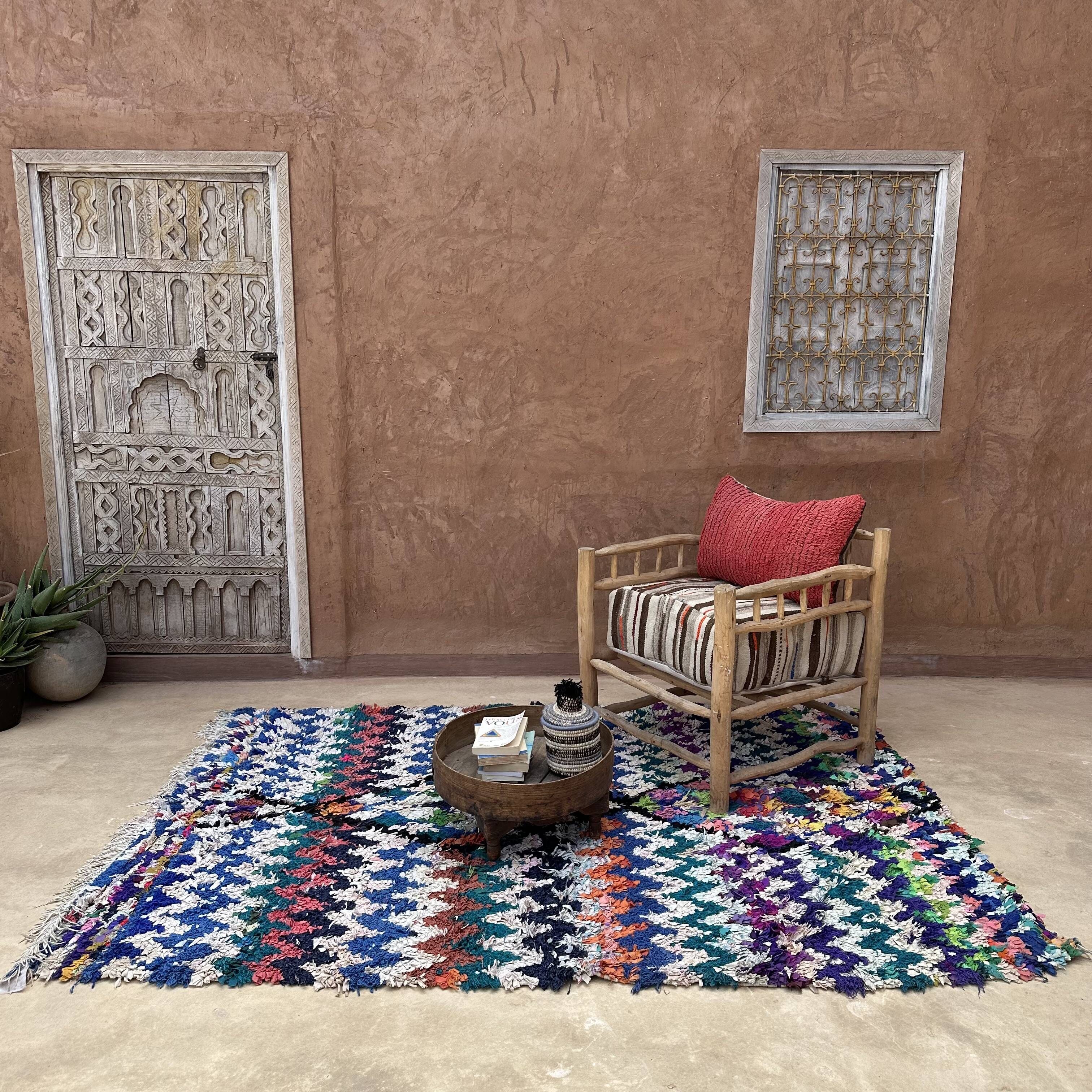 Colorful Boucherouite Moroccan rug - 240 x 165 cm