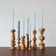 Bougeoirs en bois scandinaves, ensemble de 7