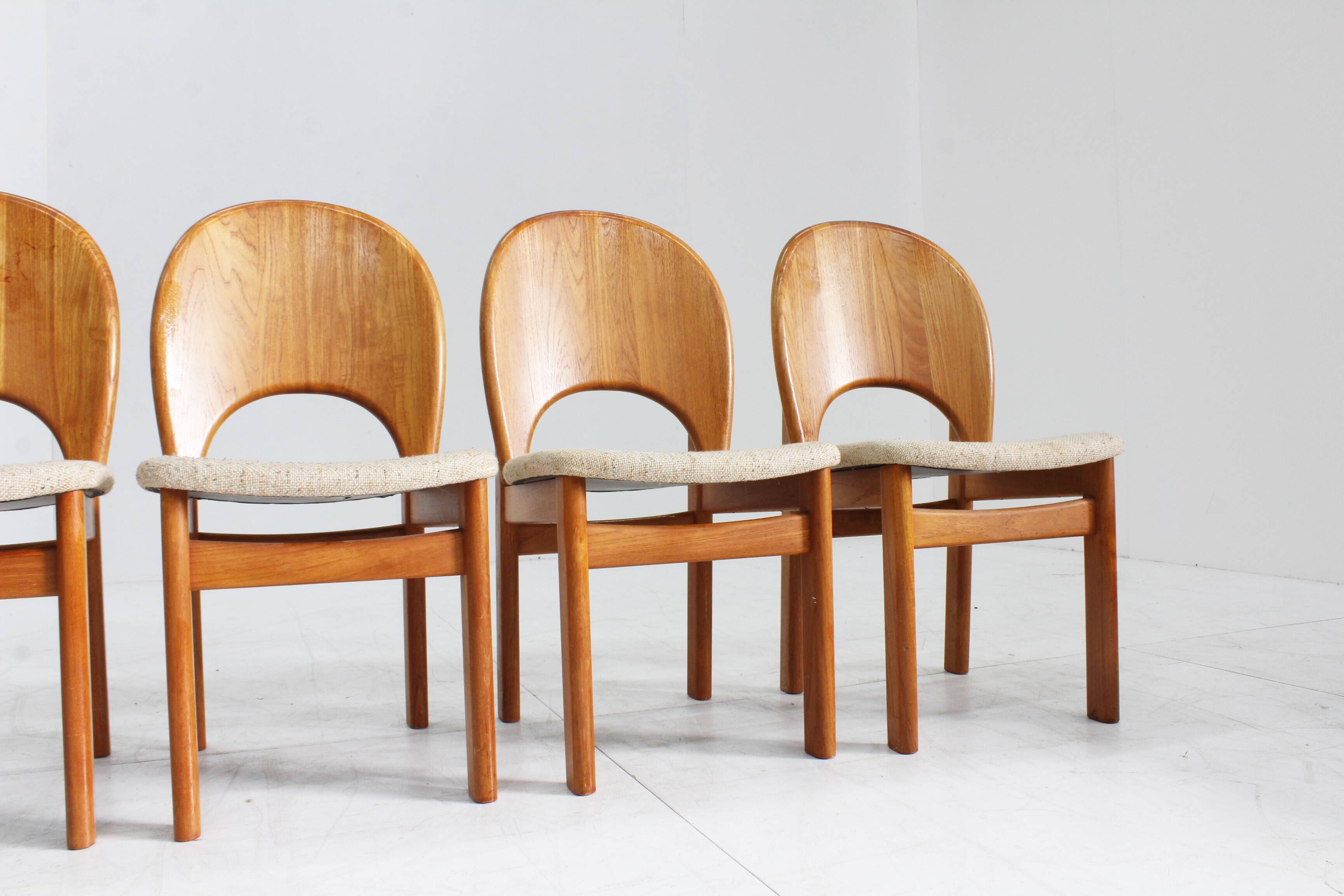 Chaises de salle à manger vintage en teck danois par Glostrup, lot de 5