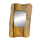Brutalist olive wood mirror, vintage