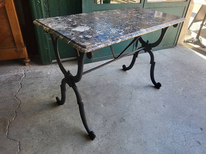 Table de bistrot marbre pied en fonte