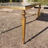 Coffee table in green marble and neoclassical gilded bronze