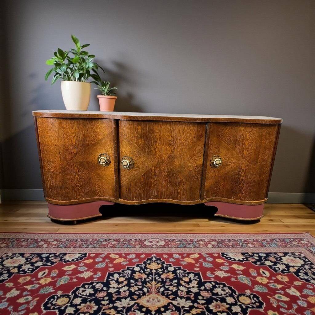 Vintage Art Deco style sideboard/cabinet/storage unit with rounded shapes