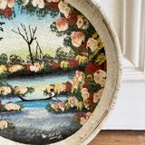Wall composition of painted baskets