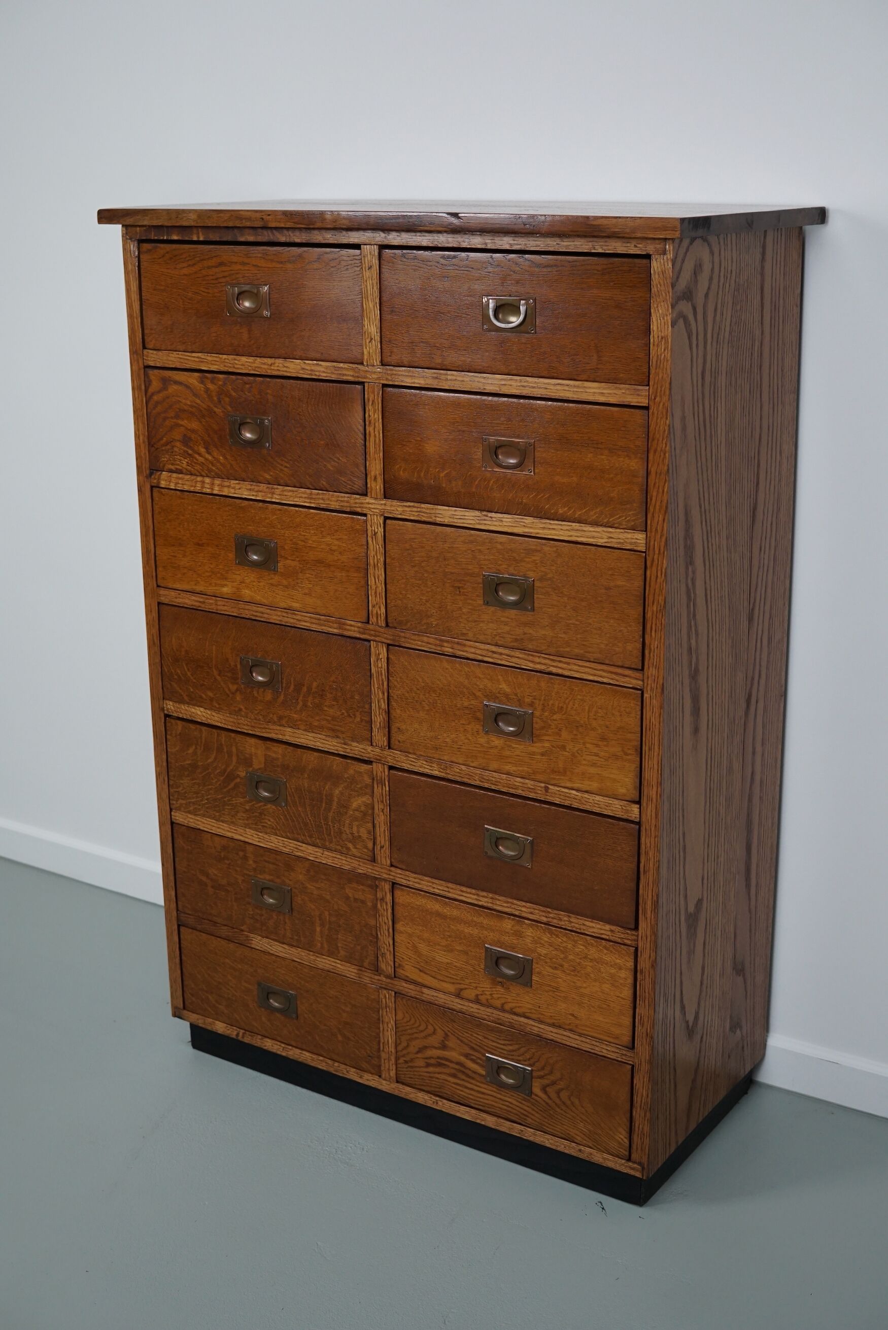 English Oak Apothecary / Filing Cabinet Campaign Style, 1930s