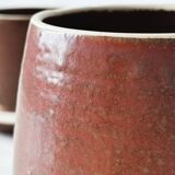 Red stoneware butter dish, old