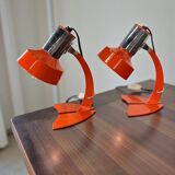 Set of 2 vintage orange table lamps / bedside lamps 'Maxam'