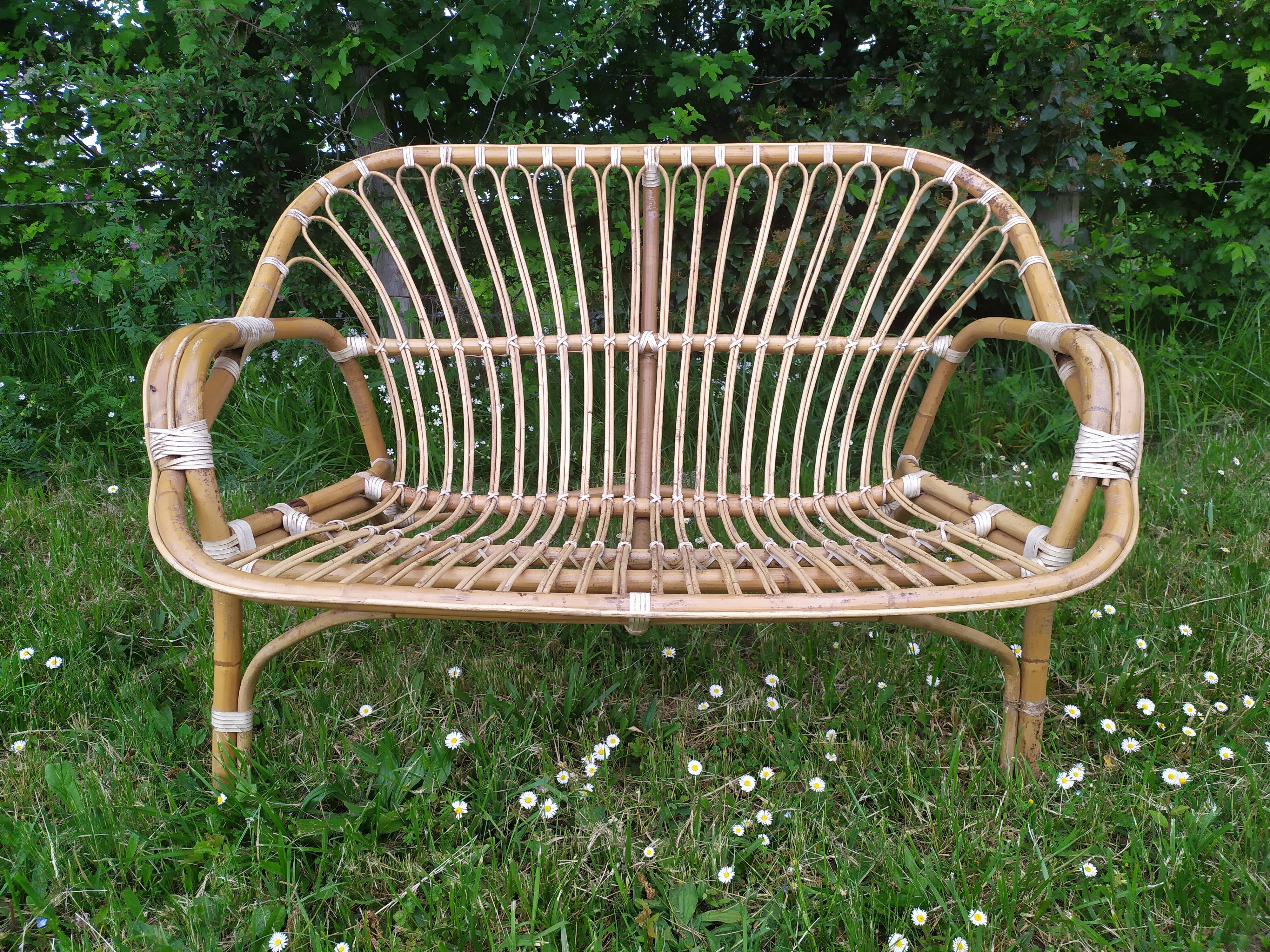 Rattan bench years 50/60