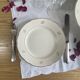 6 antique beige earthenware dinner plates with gold decoration and flowers by Villeroy Boch.