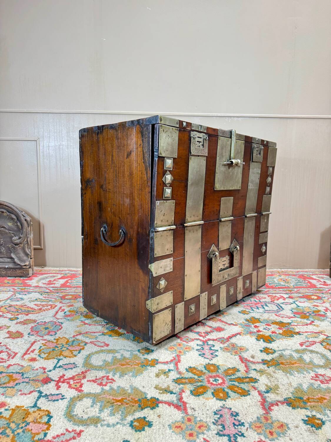 19th Century Korean Wooden and Brass Storage Chest