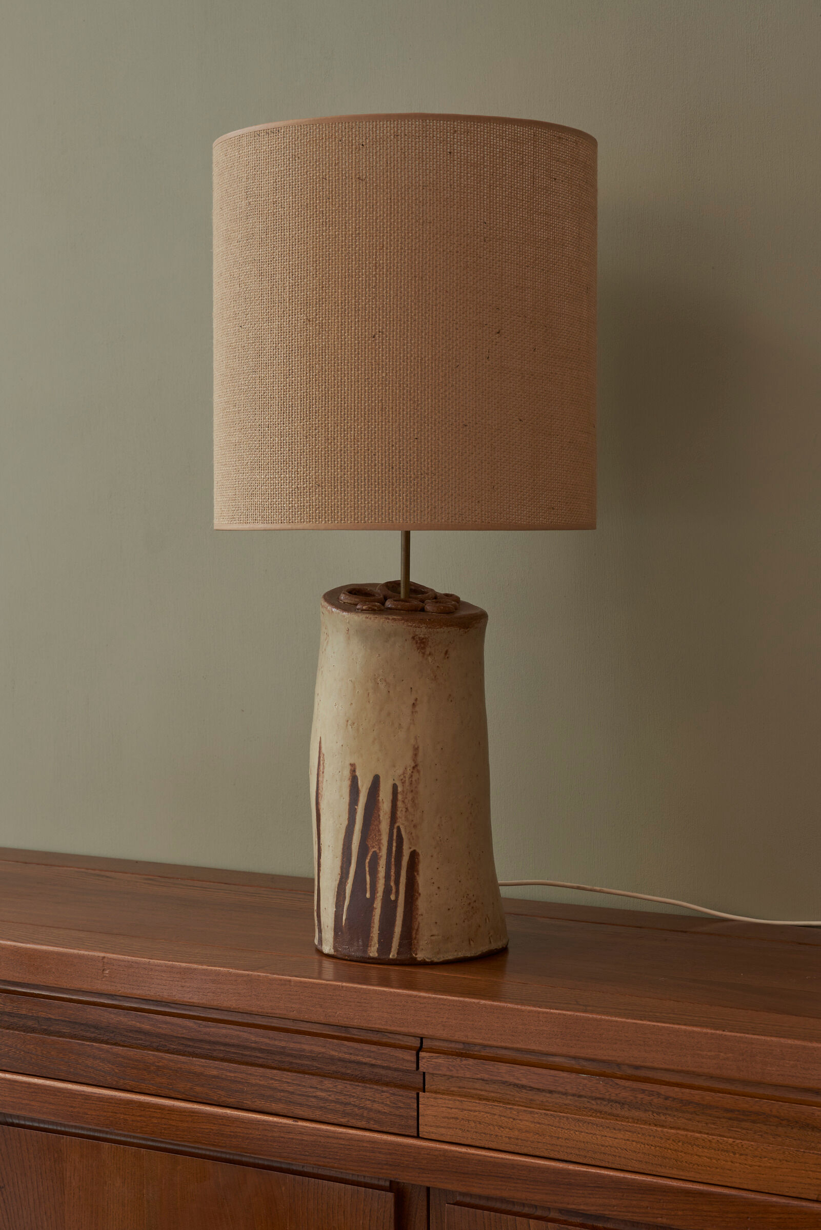 Handmade Danish ceramic table lamp from the 1970
