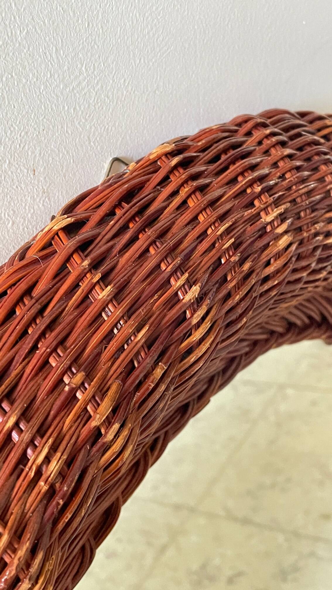 Round rattan wall mirror 1970s/80s