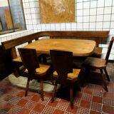 Set table, benches and chairs Pierre Chapo in solid elm