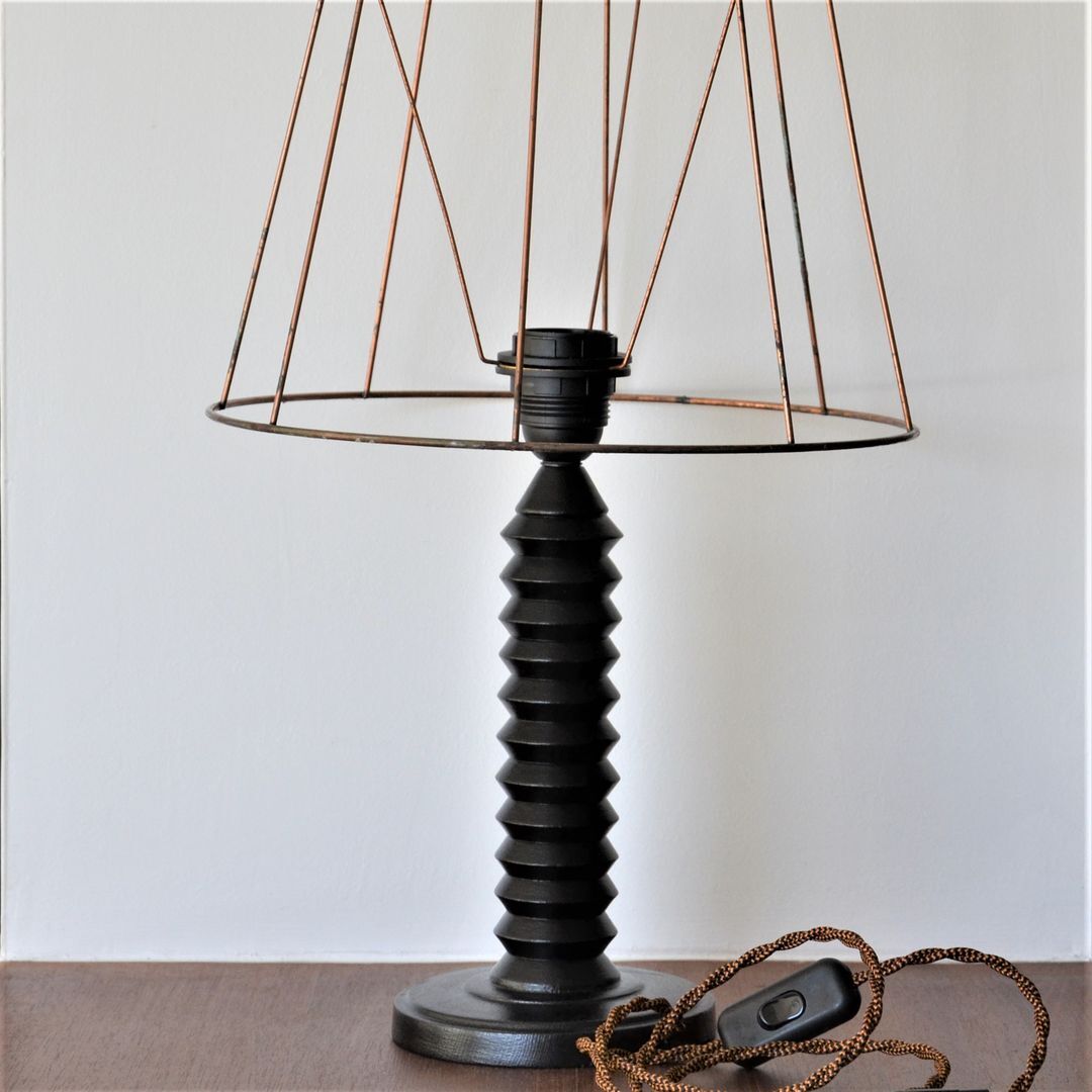 Turned wooden lamp foot