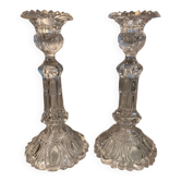 Paire de flambeaux en verre taillé – Époque Napoléon III