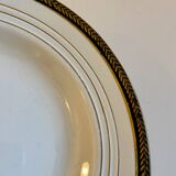 Set of 6 vintage semi-porcelain soup plates, Chinon de Céranord green and gold frieze
