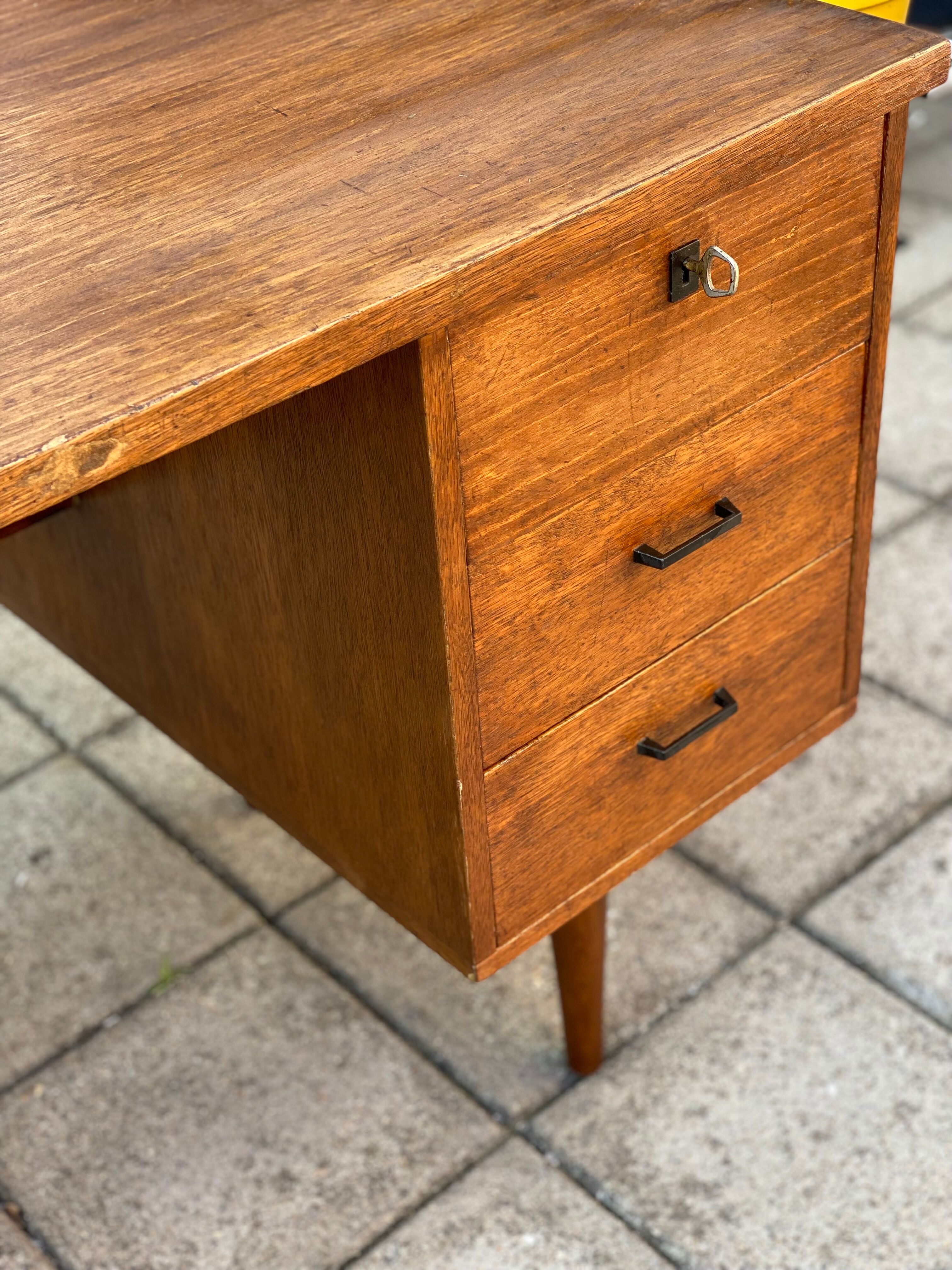 Vintage mid century modern oak desk