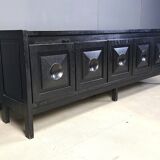 Ebonized wooden brutalist credenza, 1970s