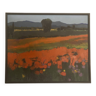 Painting Jean-Louis Pepin - The field of poppies