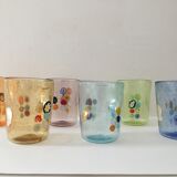 Service of 6 Murano glasses water "goto" "murrisa" in Murano glass unique piece