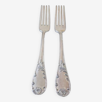Saint Médard, France - Set of 2 dessert forks - Marly model - Louis XV style, rococo