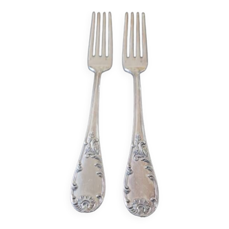 Saint Médard, France - Set of 2 dessert forks - Marly model - Louis XV style, rococo
