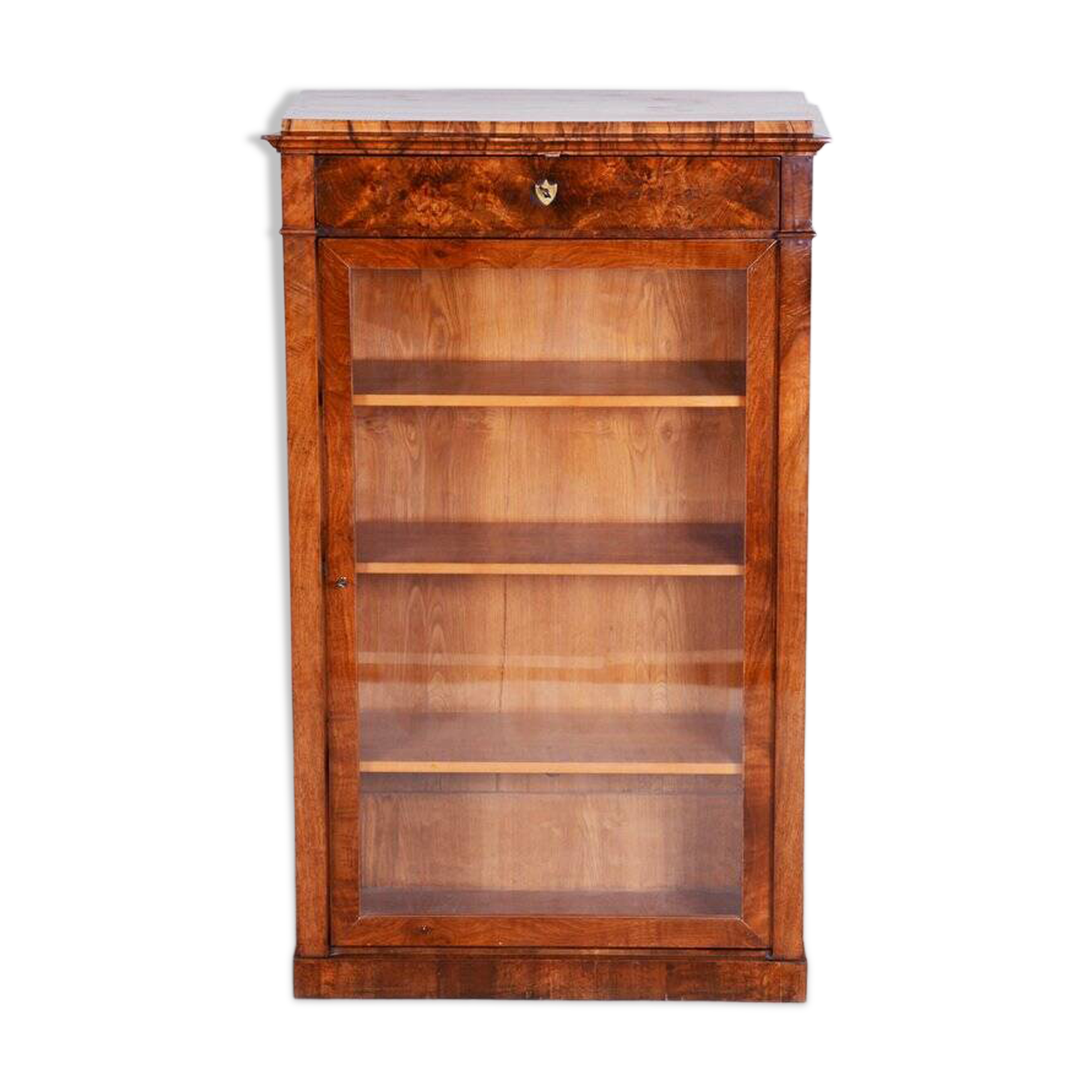 Biedermeier Display Bookcase, Walnut, Czech, 1830s