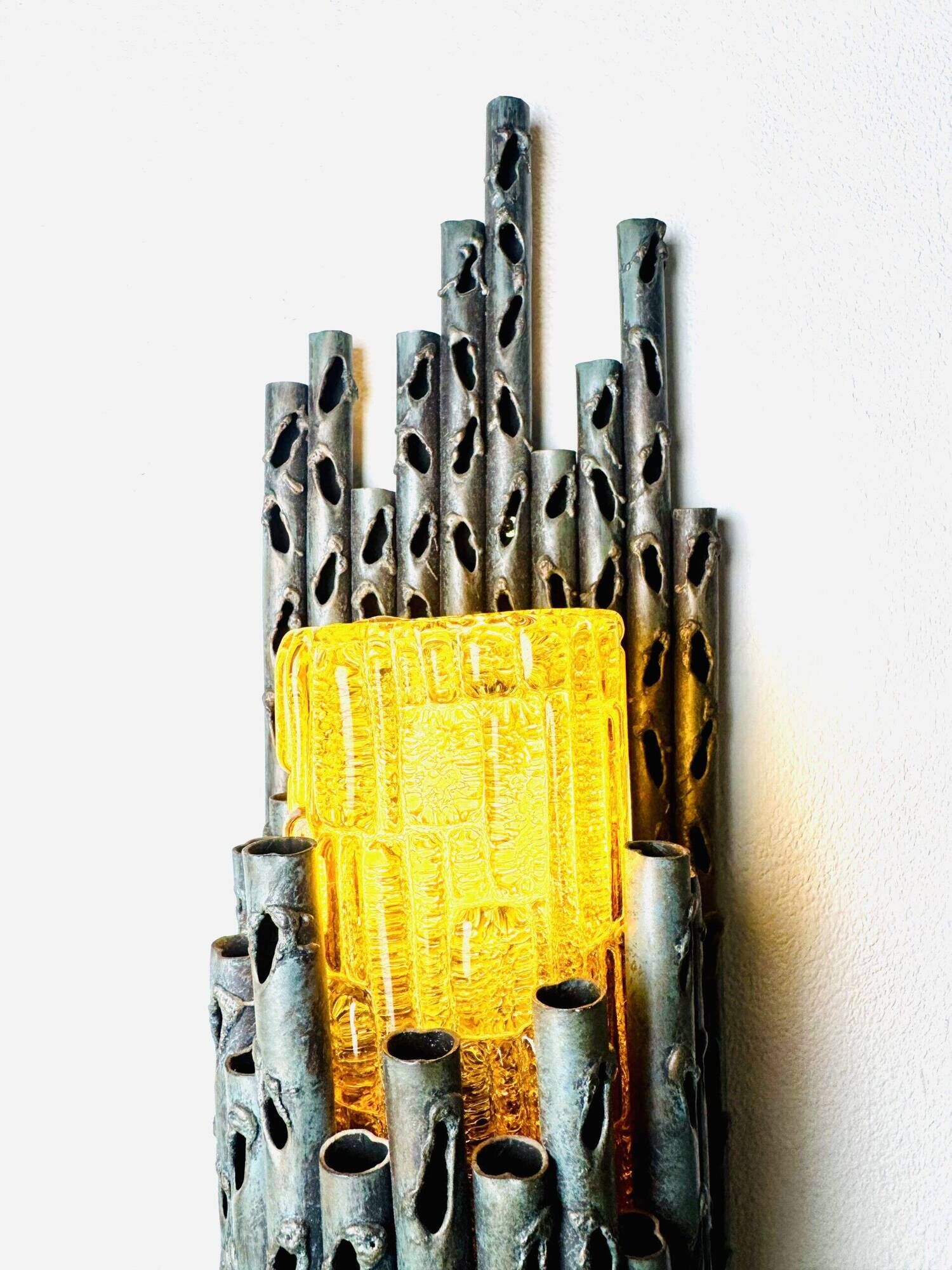 Brutalist Wall Lamps By Marcel Fantoni For Fantoni Studio Firenze, Italy 1960S