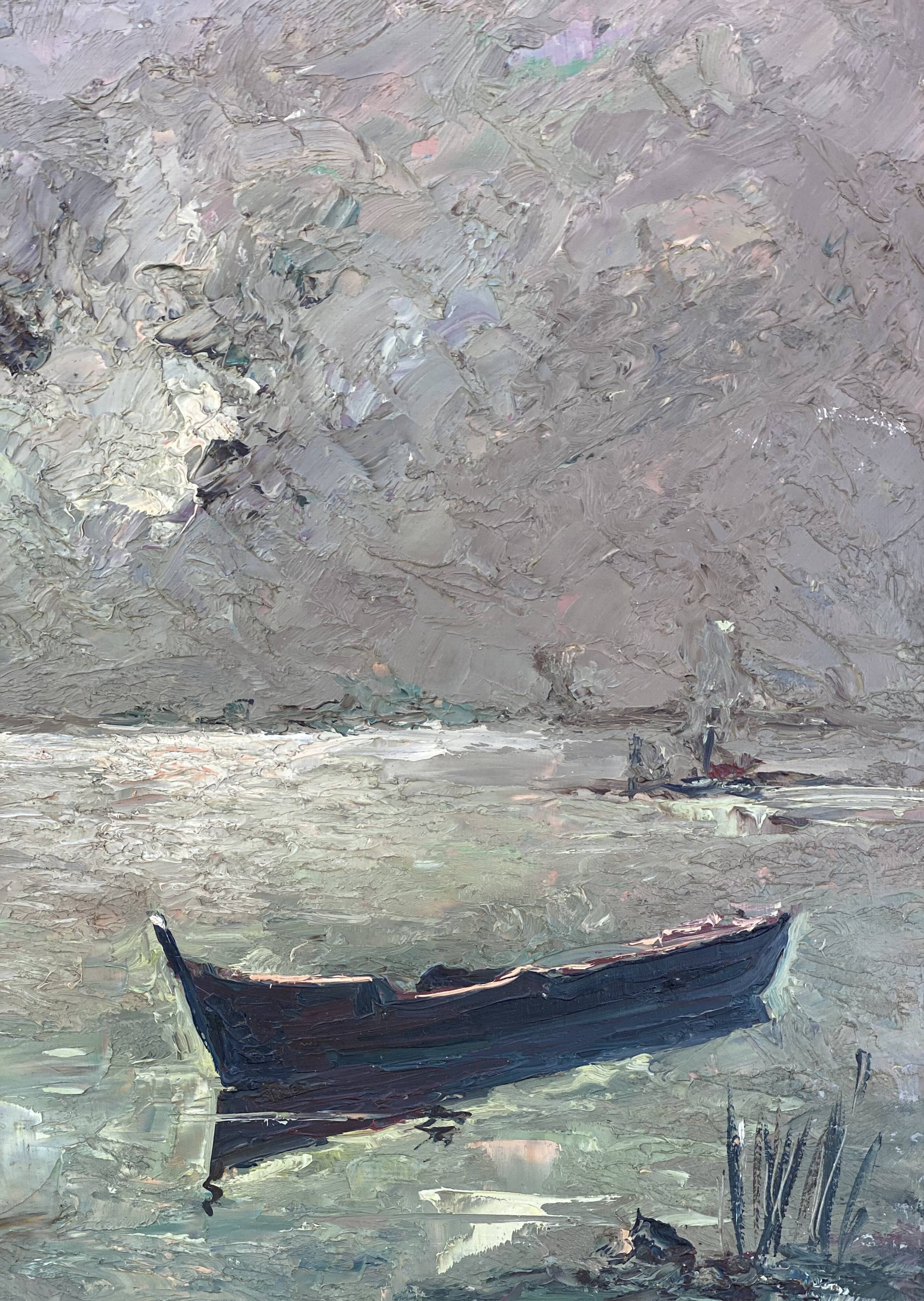 Painting by Marcel DURANS, light effect in Les Dombes (Ain)