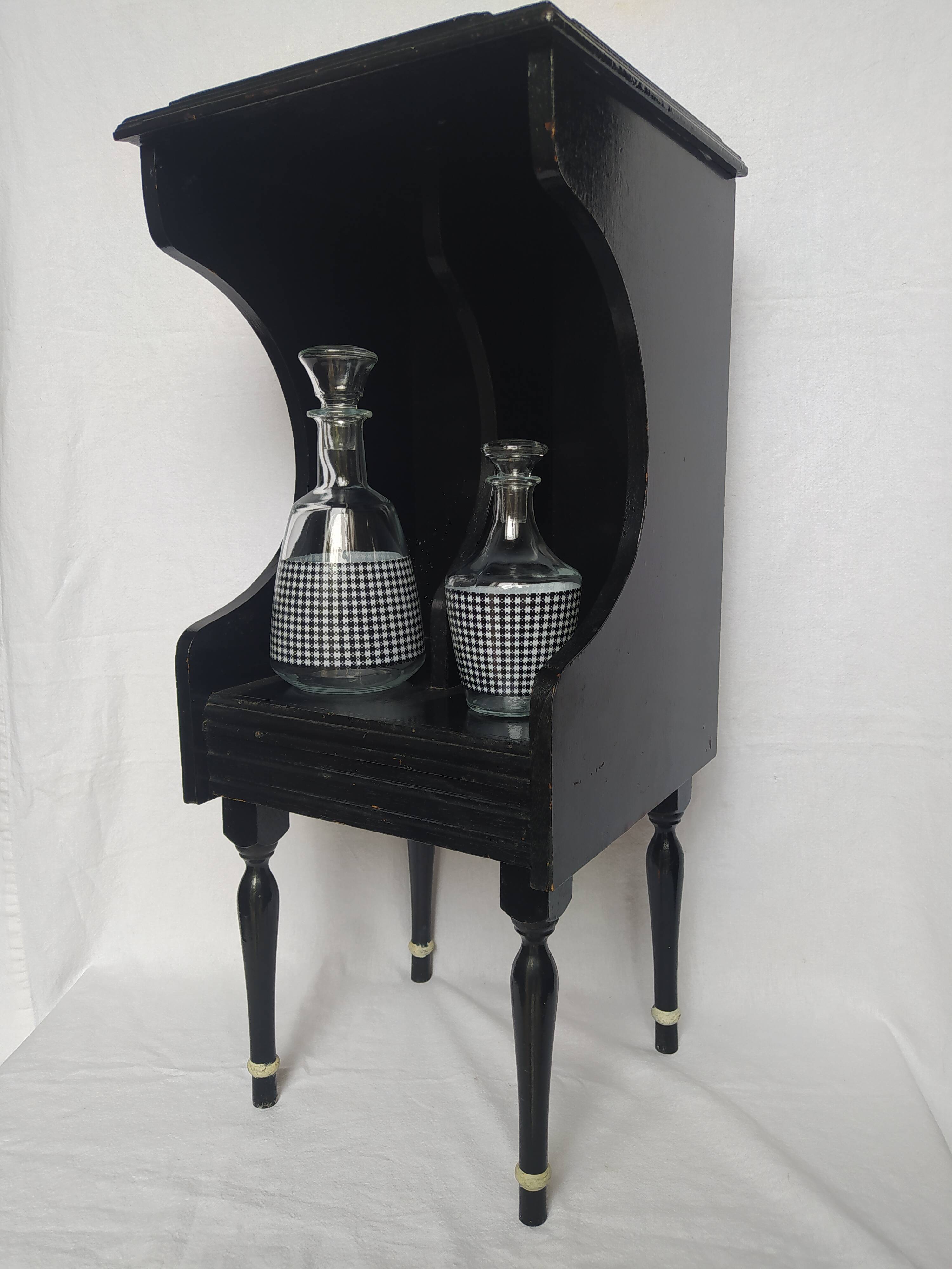 Wooden side or bedside table/vinyl storage console. Vintage.