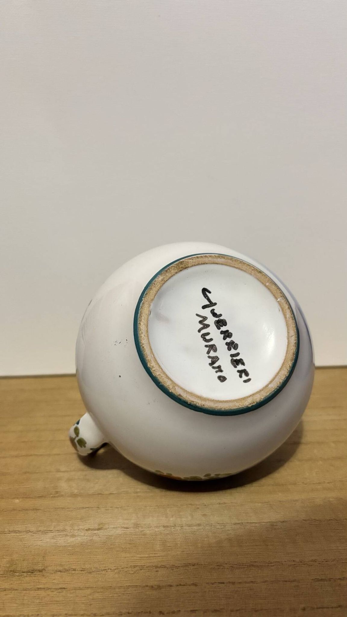Pichet céramique Guerrieri Murano peint main Italie 1950s