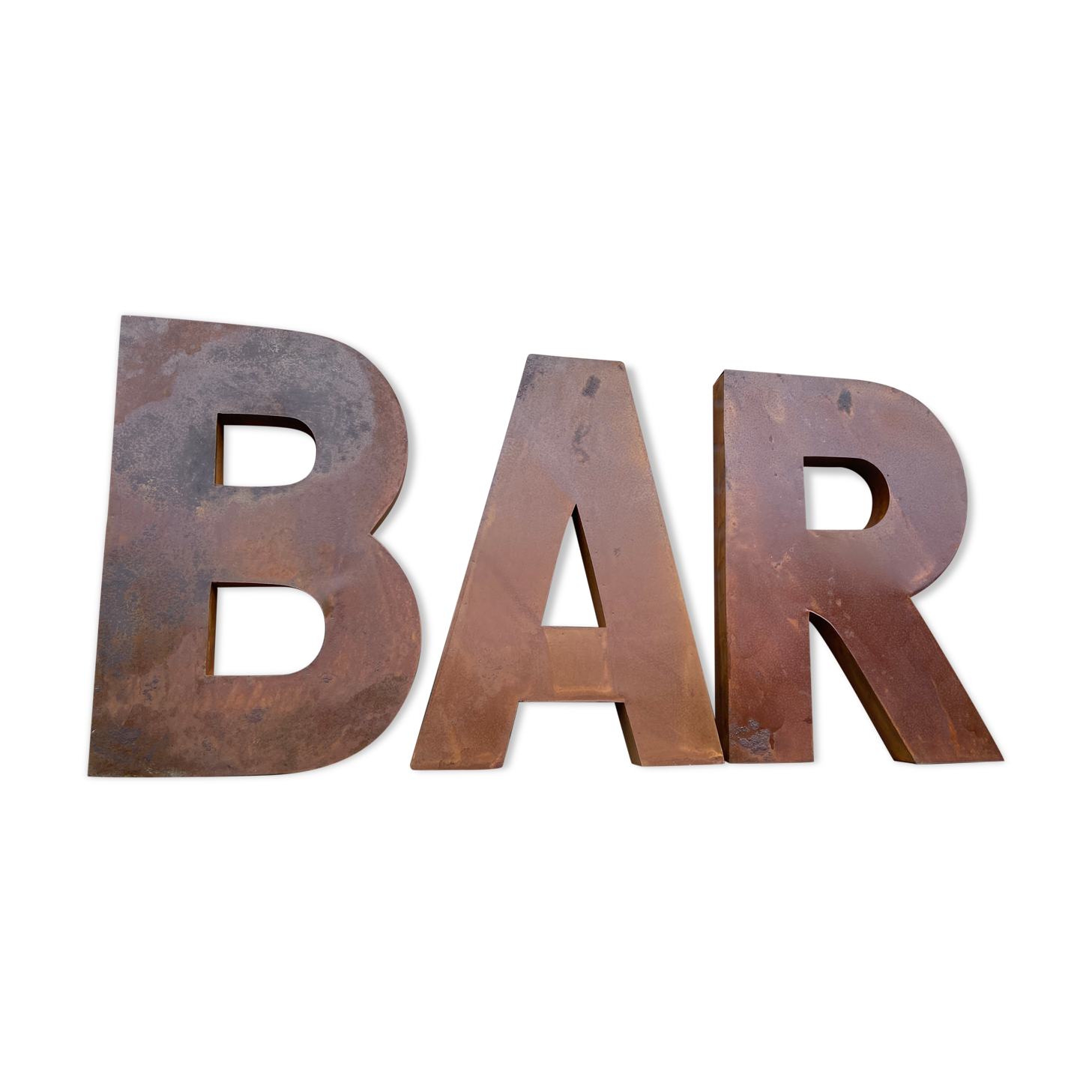 Bar sign in vintage metal letters