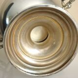 Antique trophy-shaped sugar bowl, silver-plated metal and glass verrine