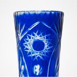 Blue crystal vase, Poland, 1960s