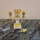 Fireplace set signed Planchon, 19th century