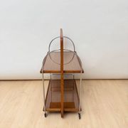 Art Deco serving trolley in oak, chrome & glass, France, 1930