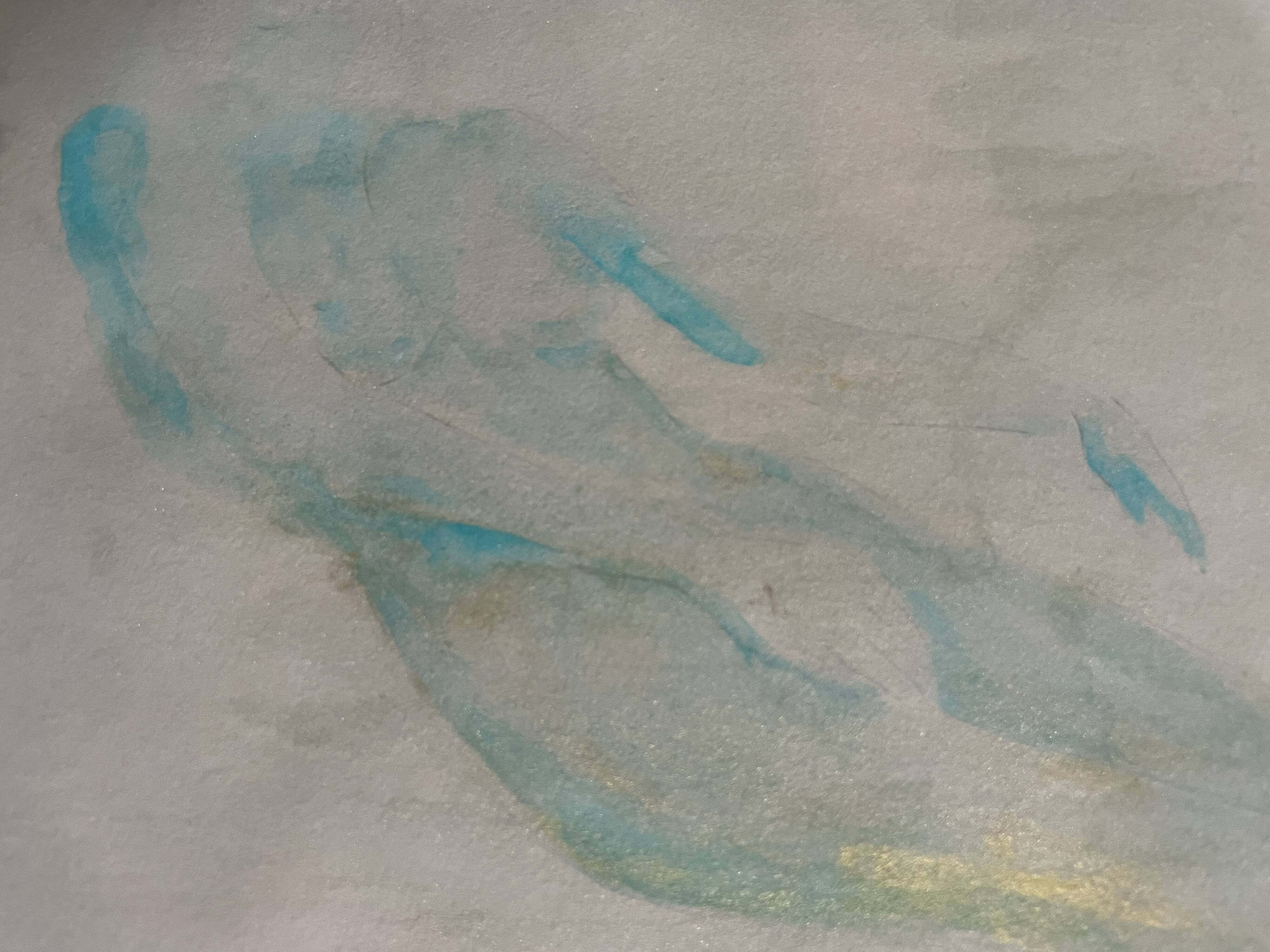 Tableau signé aquarelle monochrome « étude femme allongée »