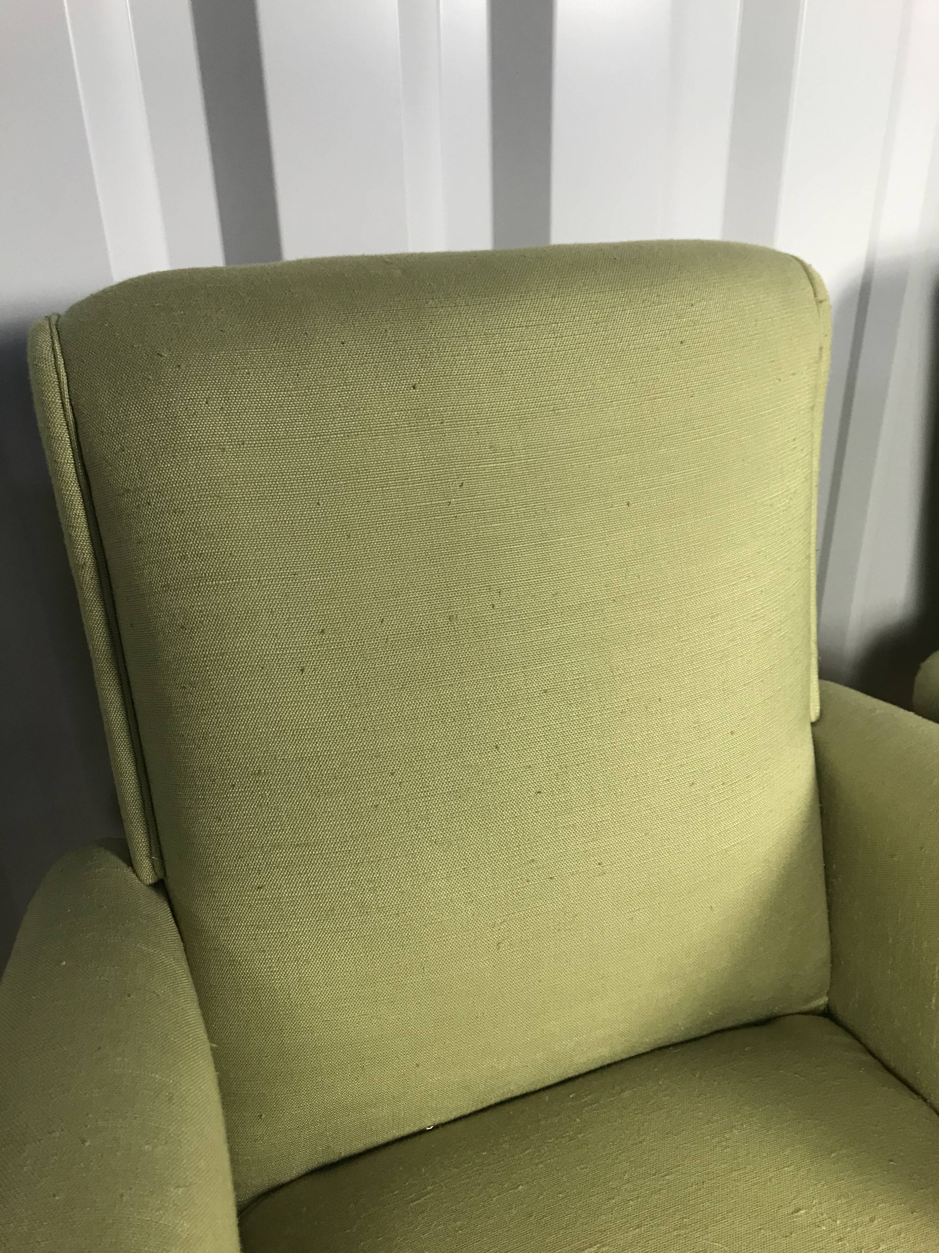Pair of vintage Scandinavian 1960 green armchairs