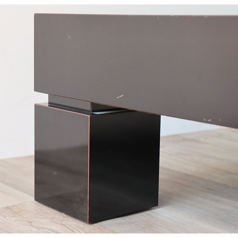 Modernist coffee table in black lacquered wood 1970
