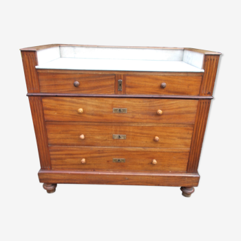 antique commode/washstand , French, polished mahogany & marble