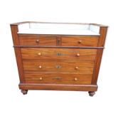 Commode antique, acajou poli et marbre