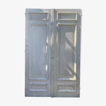 Double Art Deco closet door in patinated fir Xx century