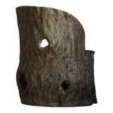 Sculptural Norwegian trunk chair in mid-century brutalist solid wood.